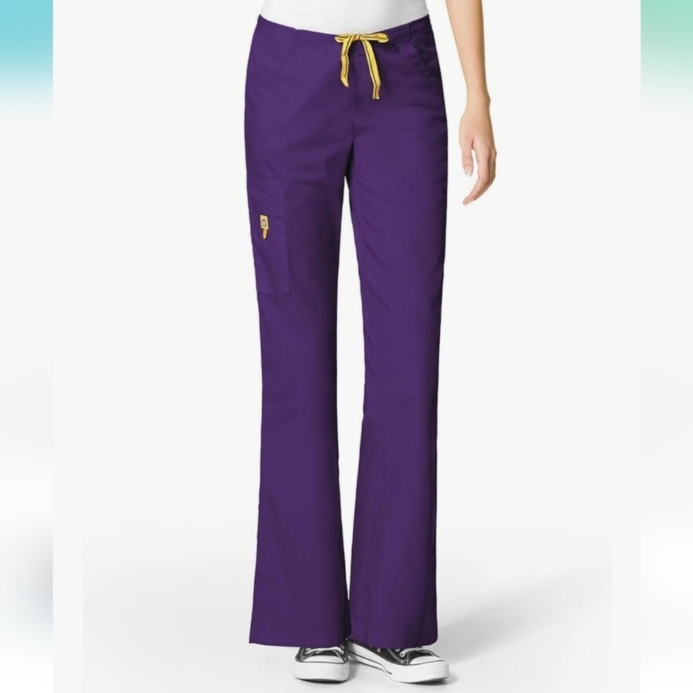 WonderWink Purple Boot Cut Scrub Pants with Drawstring large tall